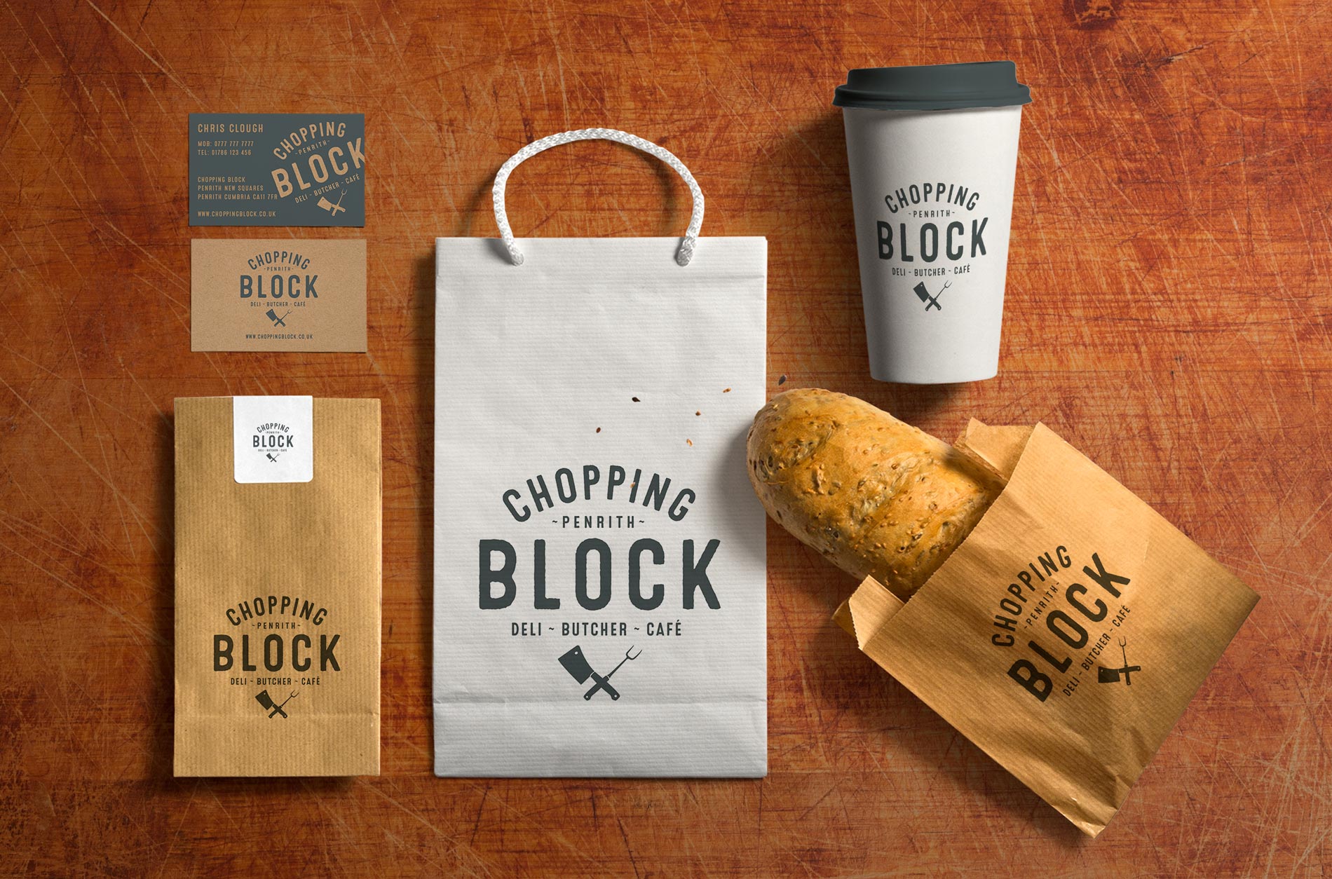 The Chopping Block Butcher & Deli Logo Application Design