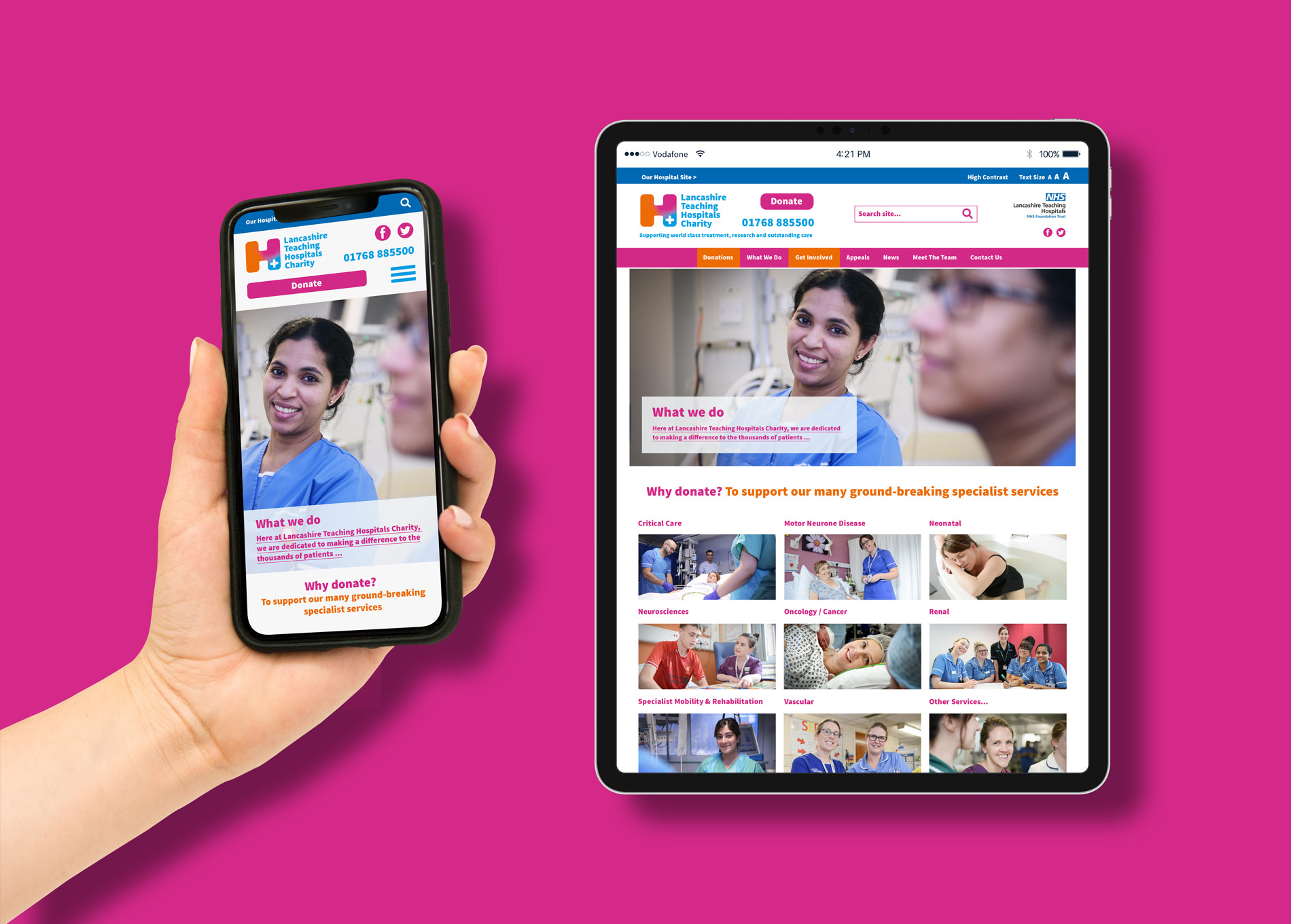 Lancashire Teaching Hospitals Charity Branding on Website design