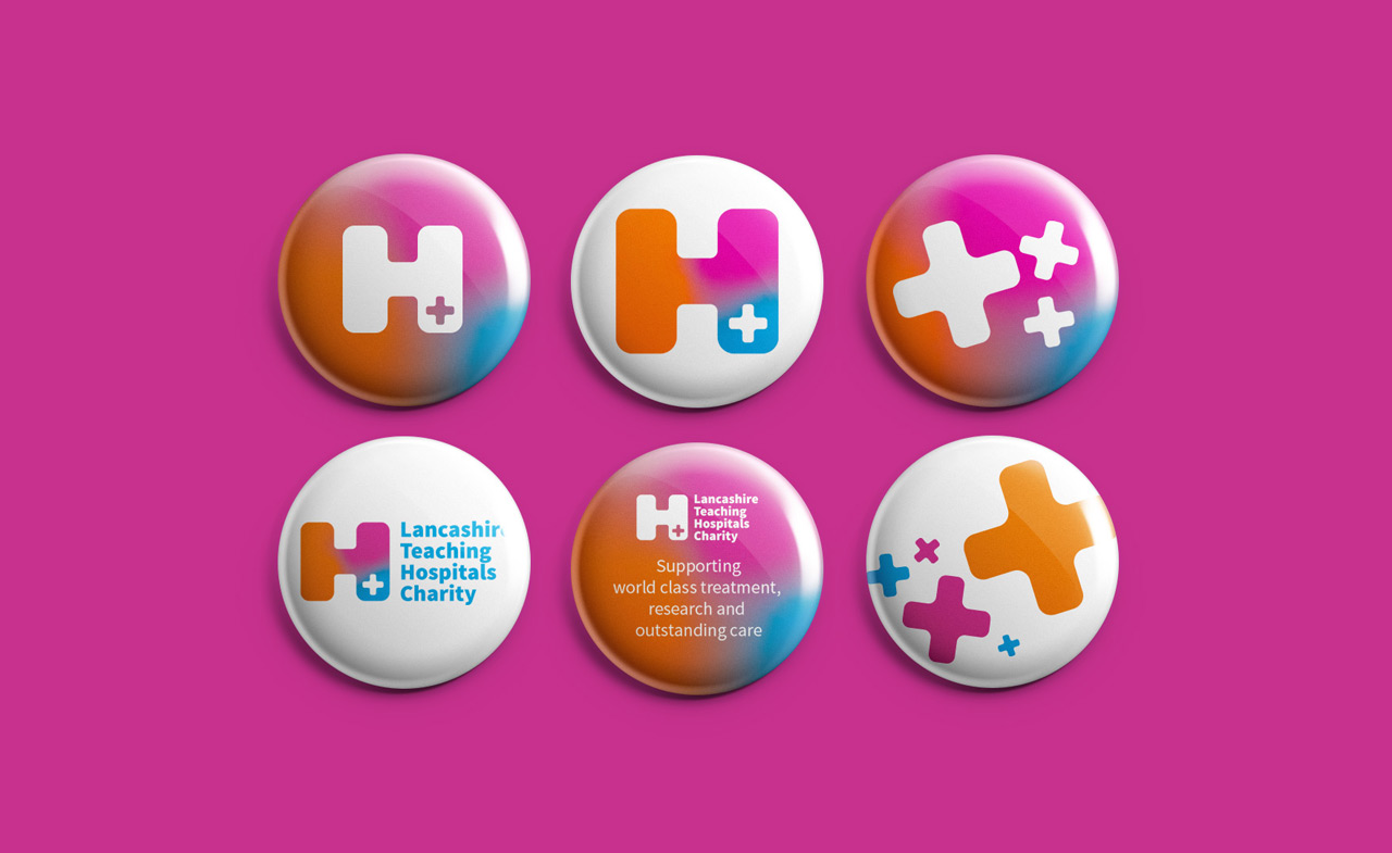 Lancashire Teaching Hospitals Charity Brand Identity button badge design
